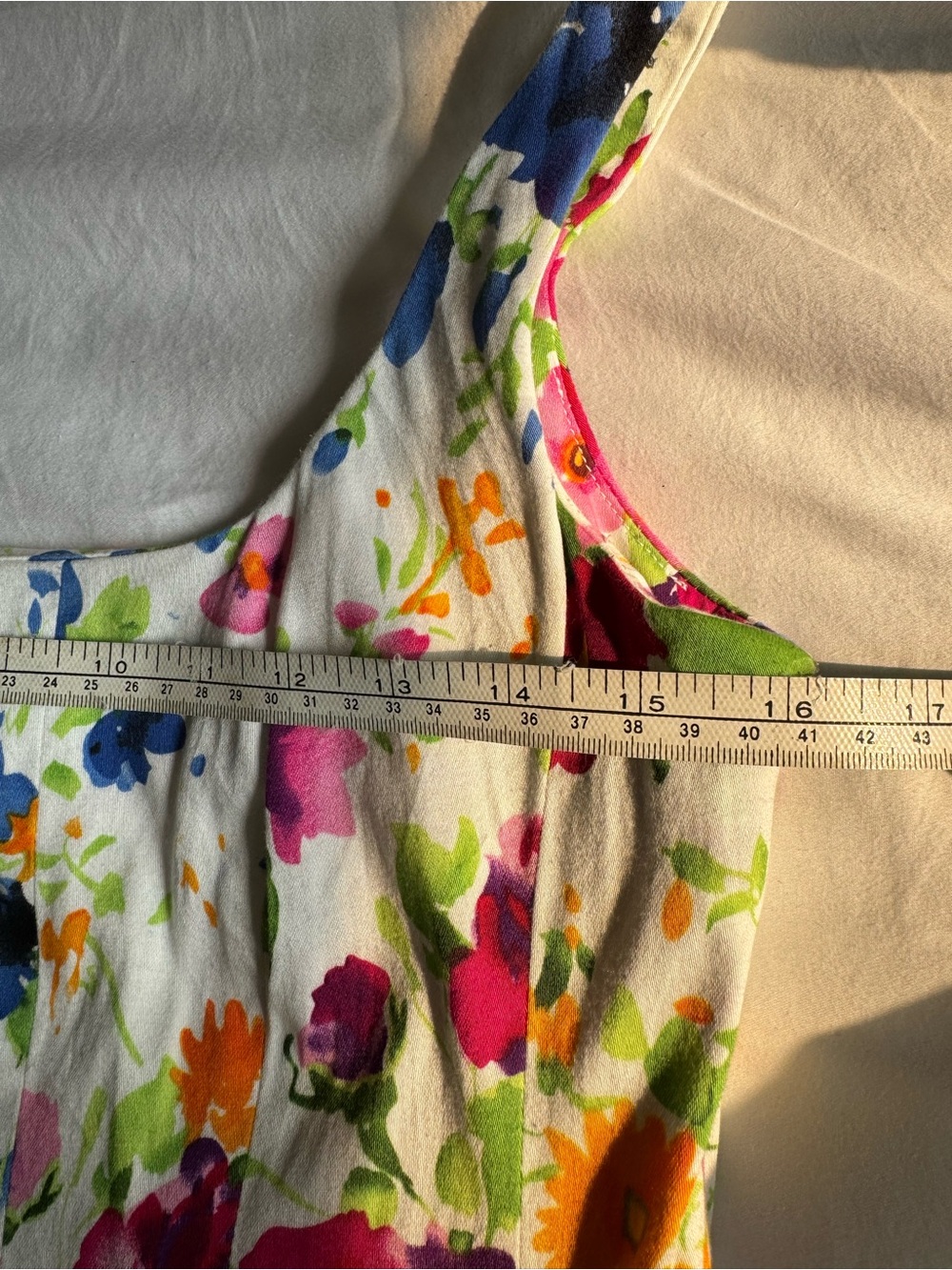 Ralph Lauren White Floral Sundress with Blue, Green & Pink Blooms - Picture 10 of 10